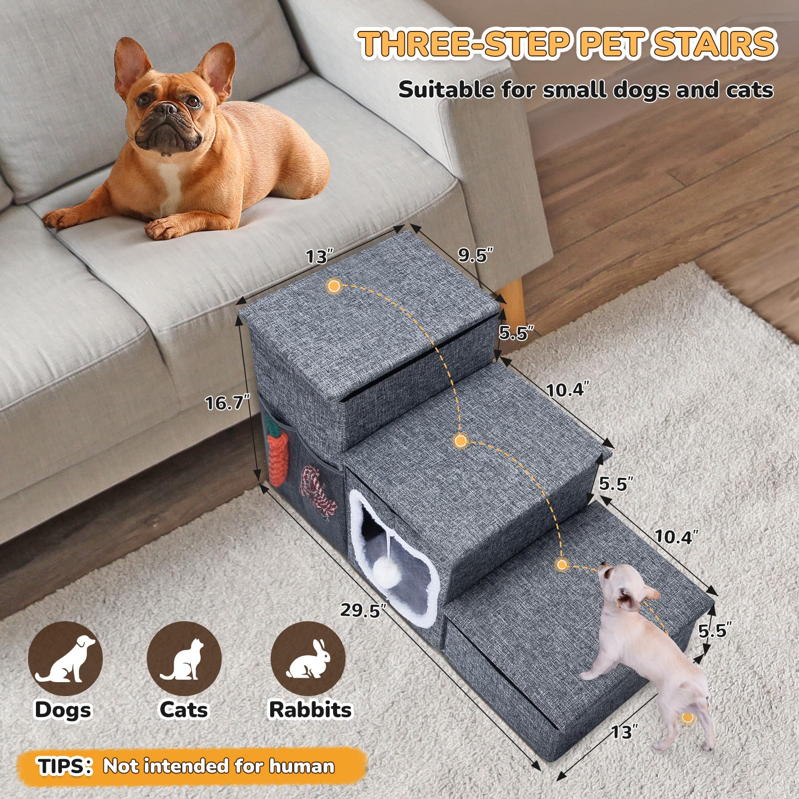 Bilibara dog stairs storage boxes keep toys organized