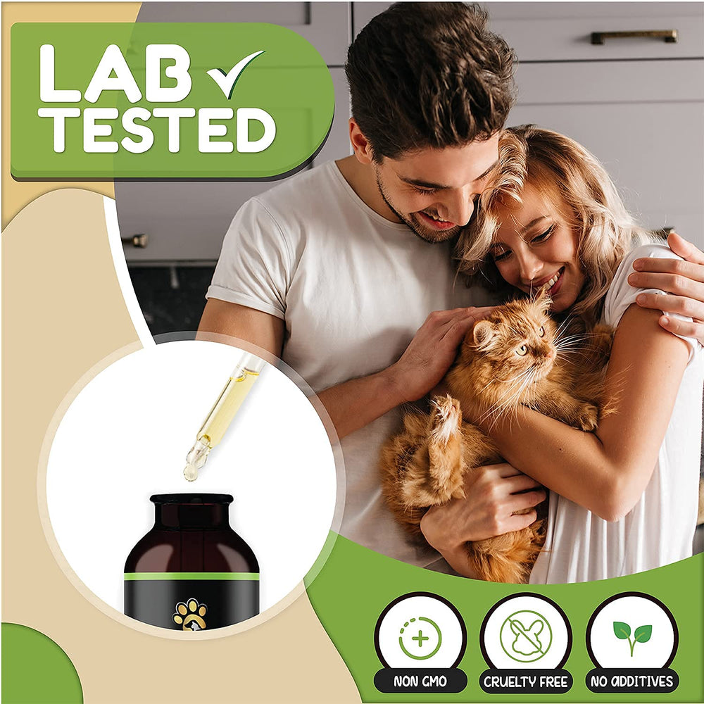 Billion Pets organic hemp oil ingredients label indicating non-GMO