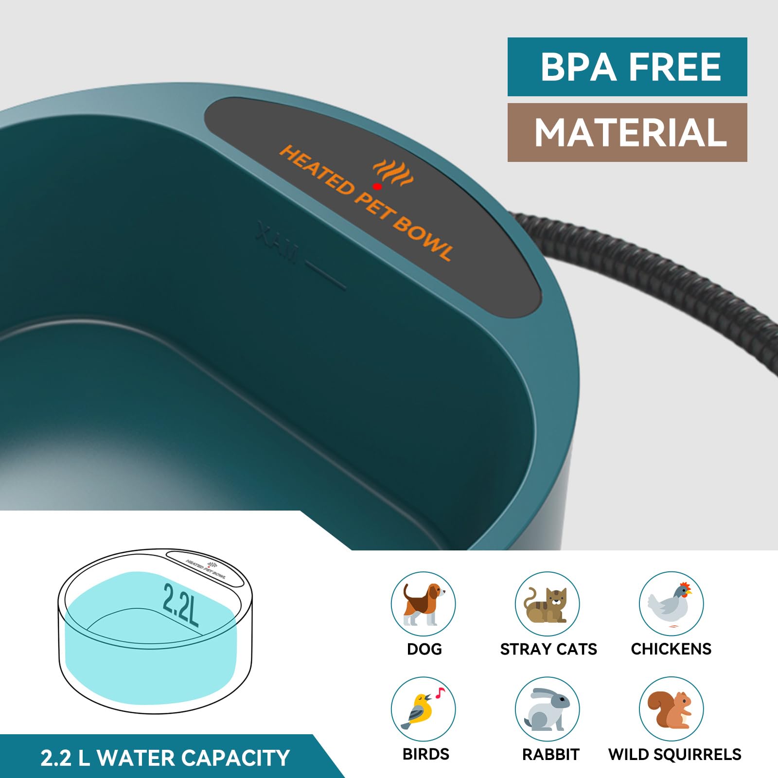 Billionchains 2-2l capacity bowl provides ample water for dogs and birds