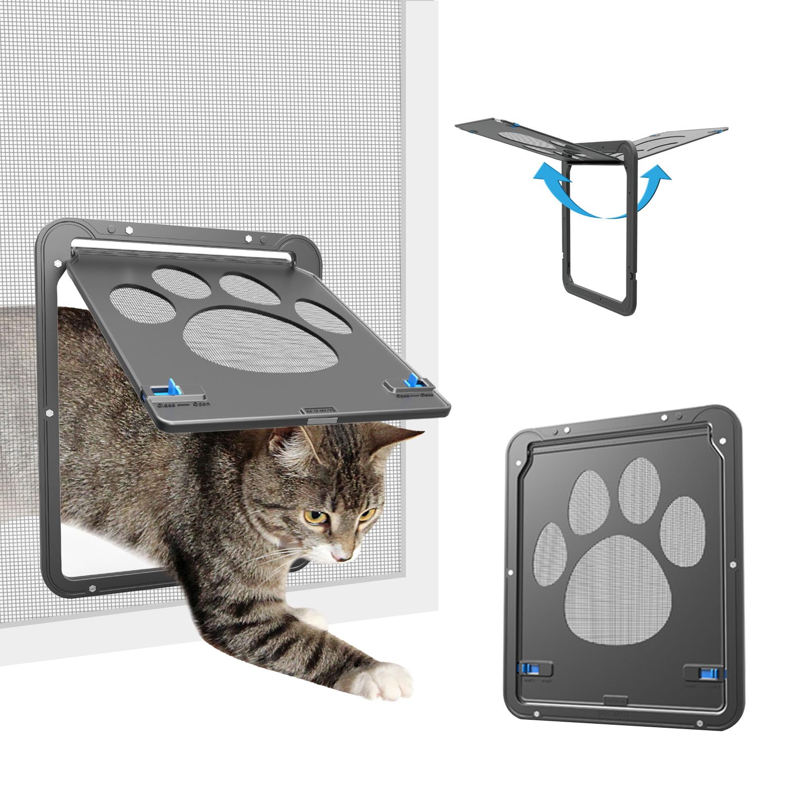 Billionchains cat screen door front view with magnetic closure enables easy pet access