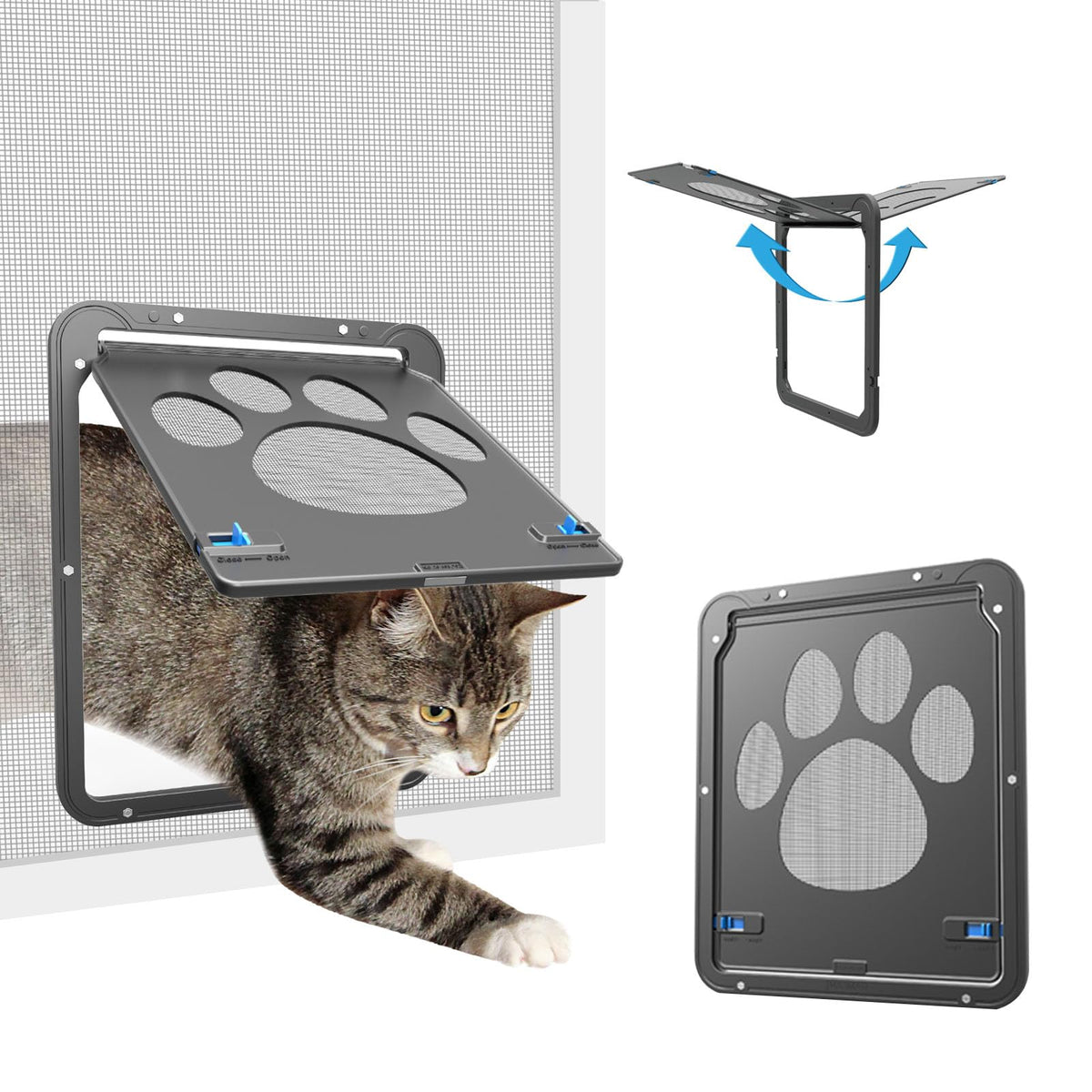 Billionchains cat screen door front view with magnetic closure enables easy pet access