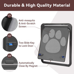 Billionchains cat screen door installation shows two-person setup for precise frame fit
