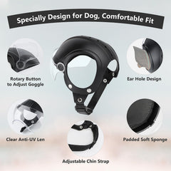 Billionchains dog helmet ABS shell front view demonstrates durable protection.