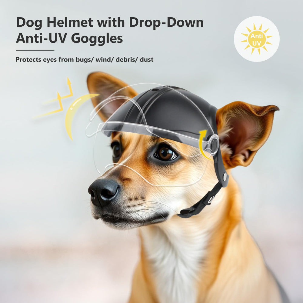 Billionchains dog helmet adjustable strap with magic tape for secure fit.