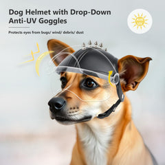 Billionchains dog helmet adjustable strap for easy on-and-off and snug security.