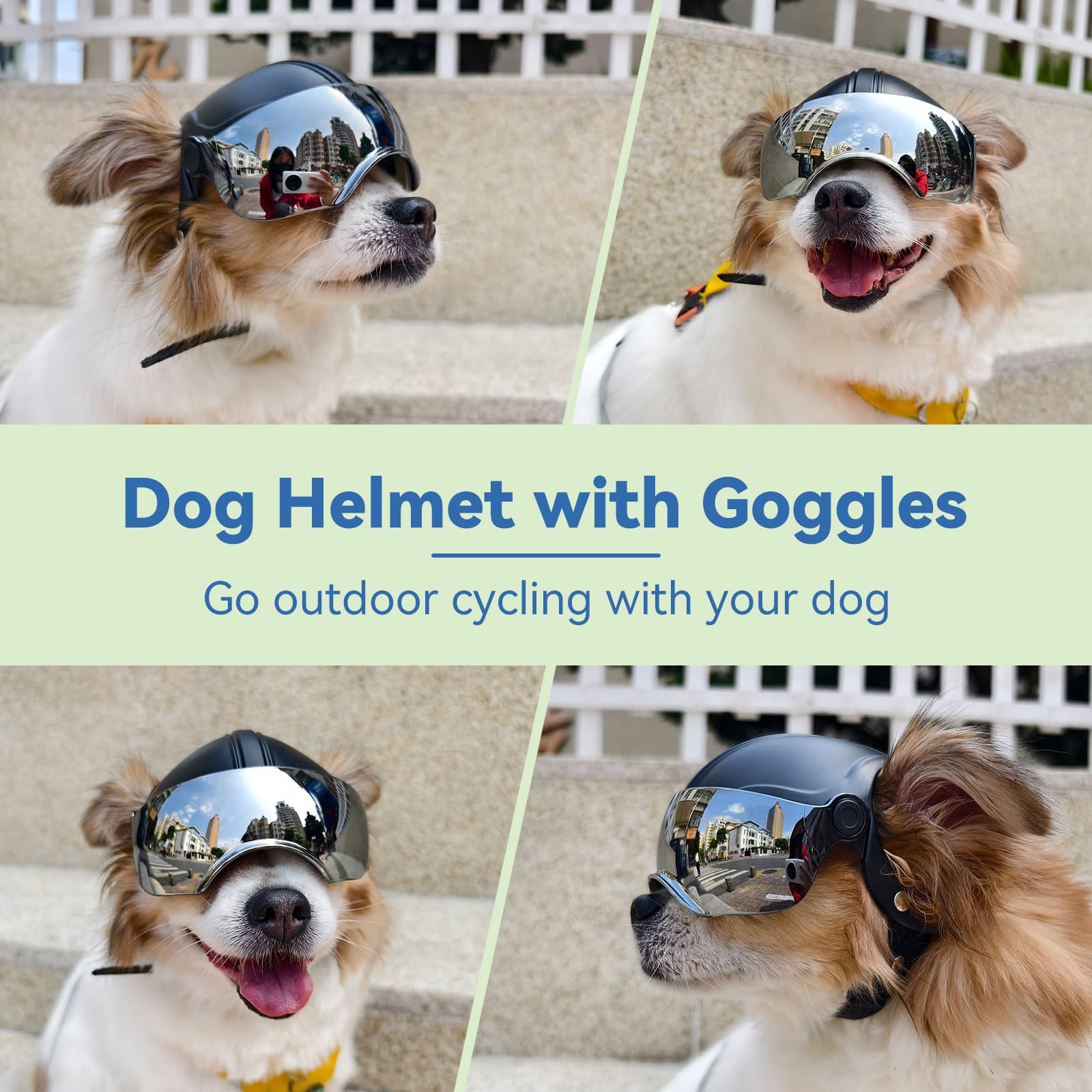 Billionchains dog helmet drop-down visor improves visibility against wind.