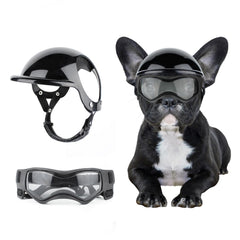 BillionChains dog helmet with ear holes offers comfortable fit for small dogs on outdoor rides.