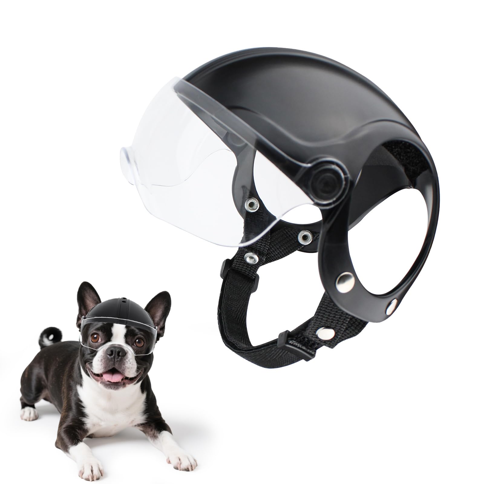 Billionchains dog helmet small-breed side view for safer rides.