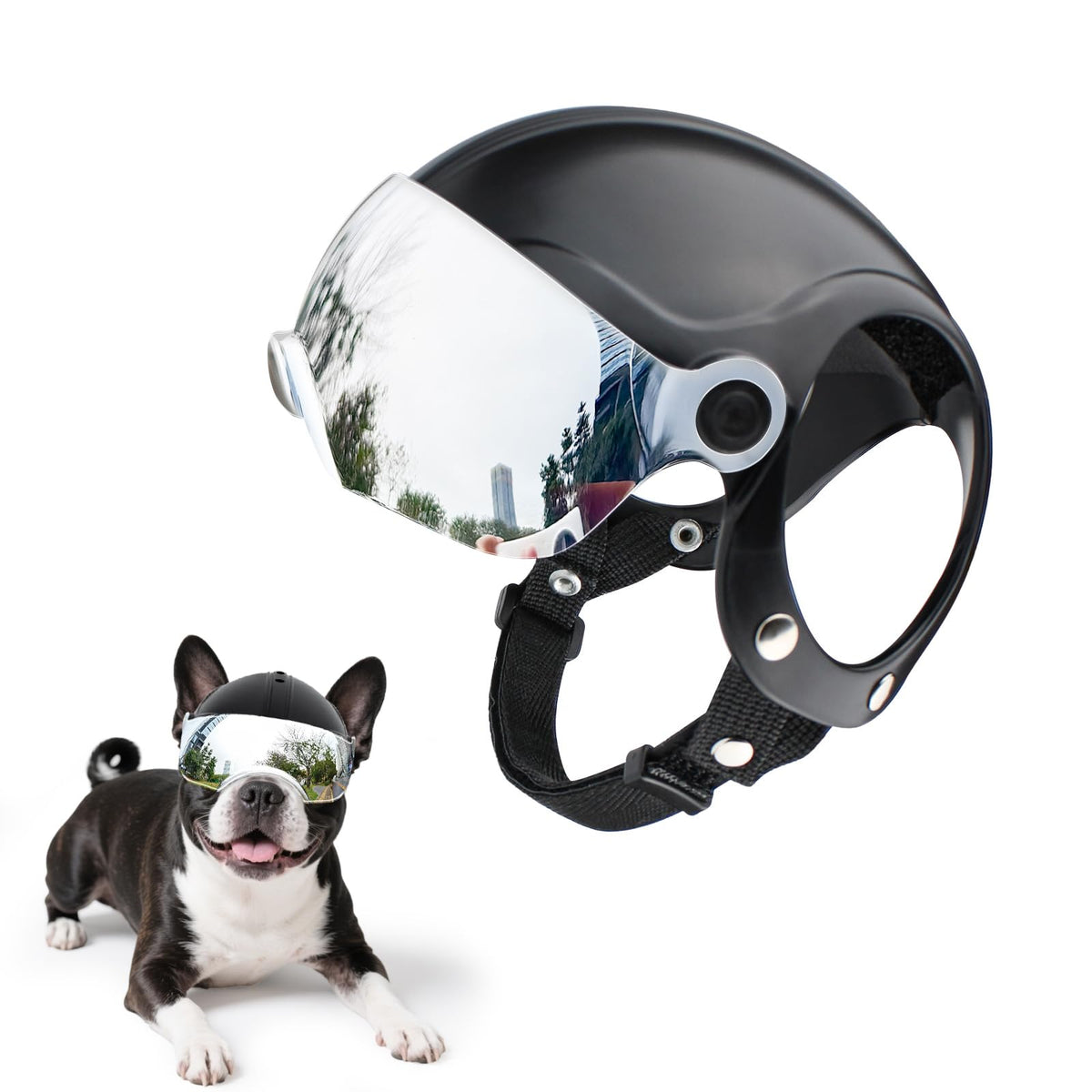 Billionchains dog helmet for small-breed fits for comfortable rides.