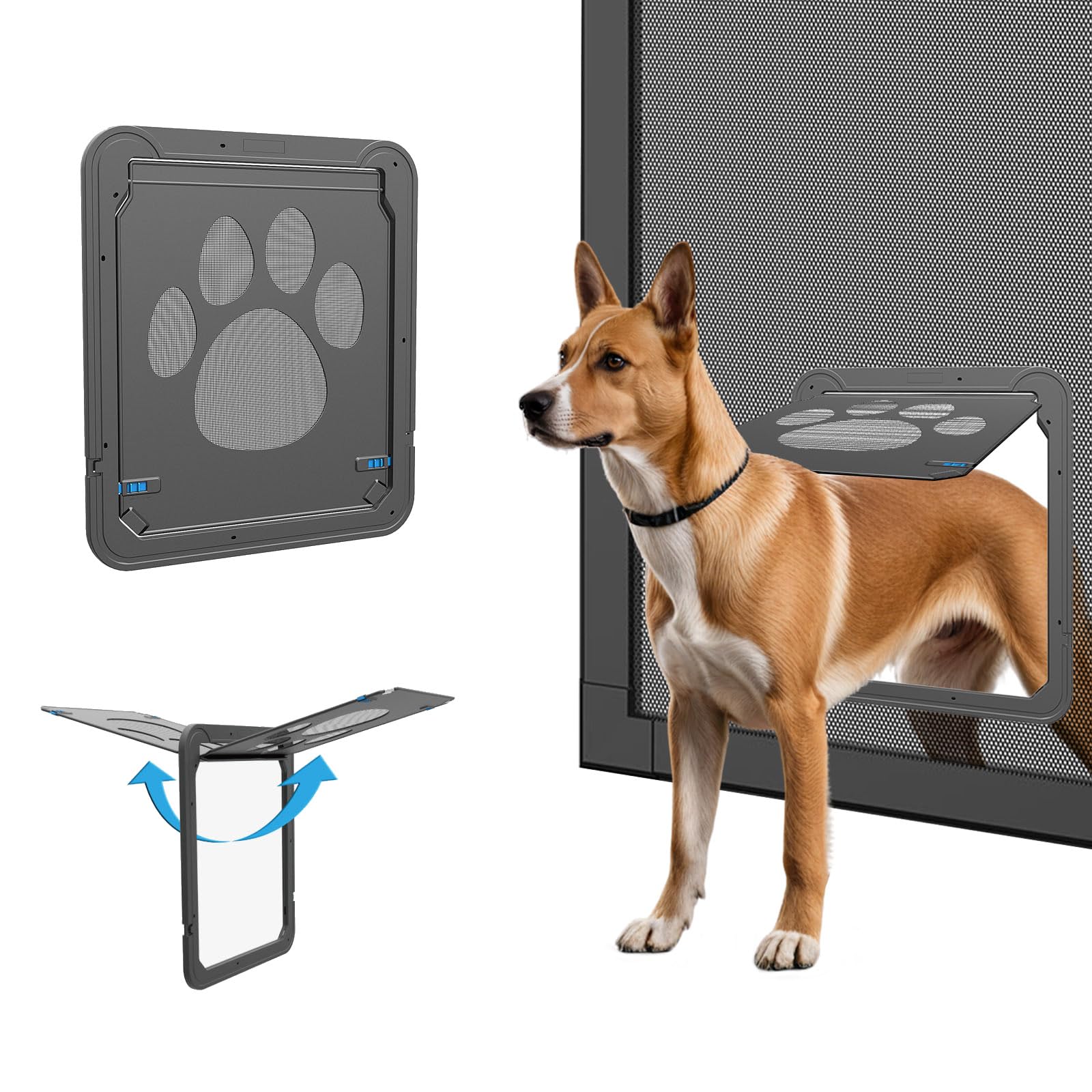 Billionchains dog screen door magnetic closure in front view for easy pet access