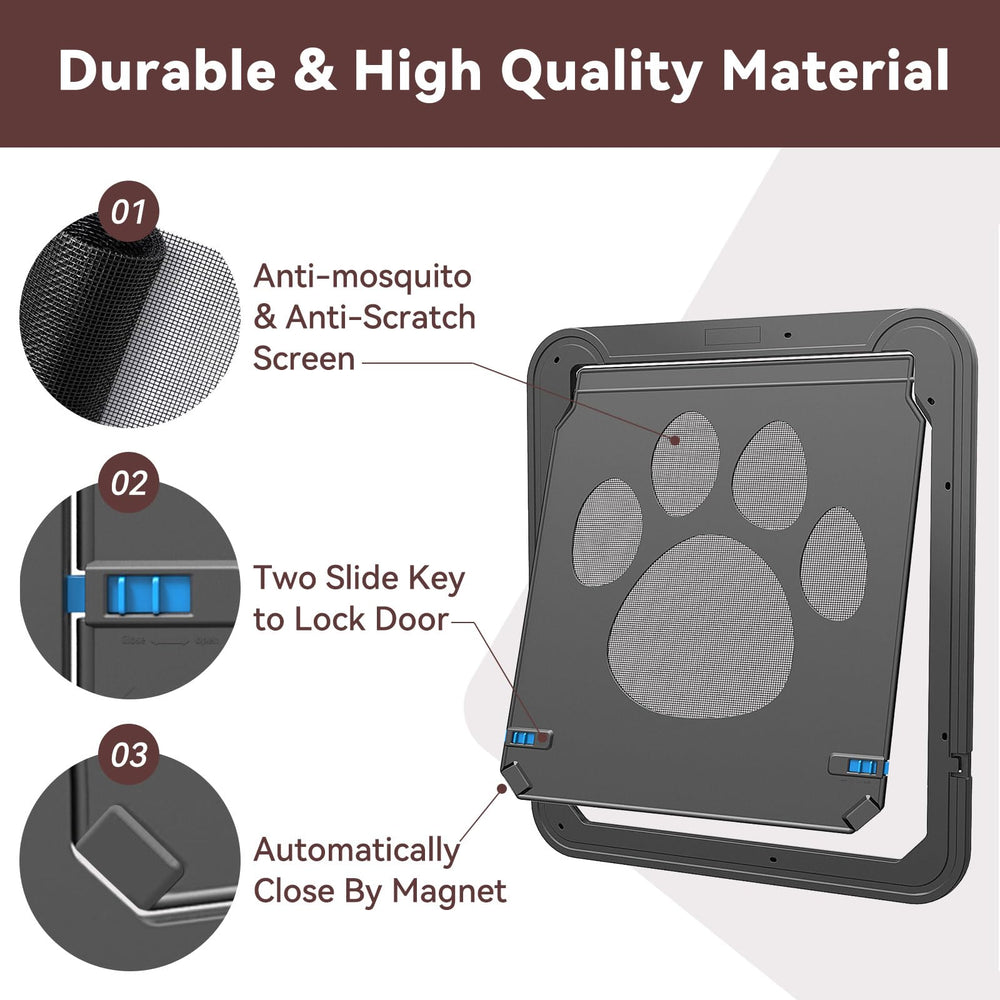 Billionchains dog screen door paw-proof closeup highlighting sturdy frame