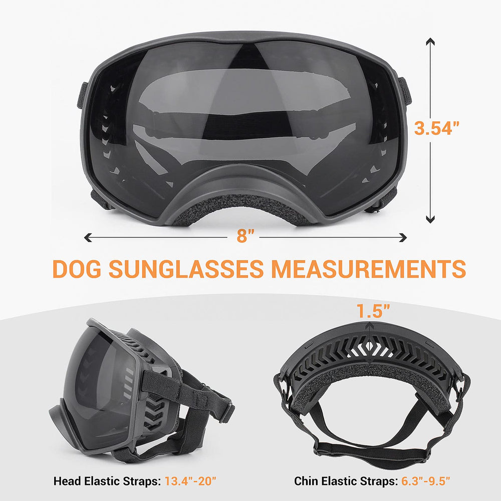 Billionchains dog sunglasses shown worn by a dog during outdoor adventure.