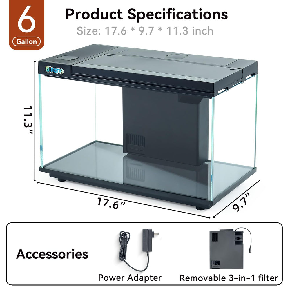 BINANO fish tank setup suitable for betta and goldfish habitats