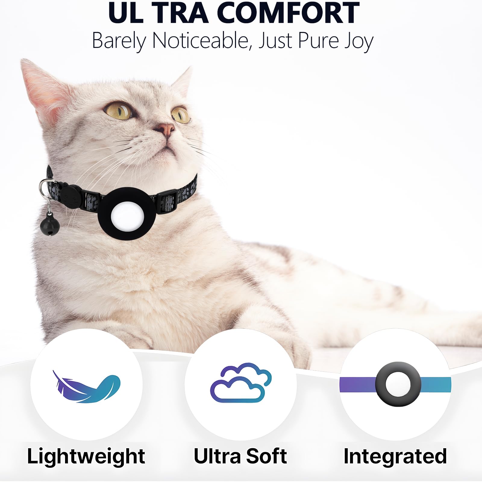 Bingolar adjustable nylon collar ensures comfortable fit across cat sizes.