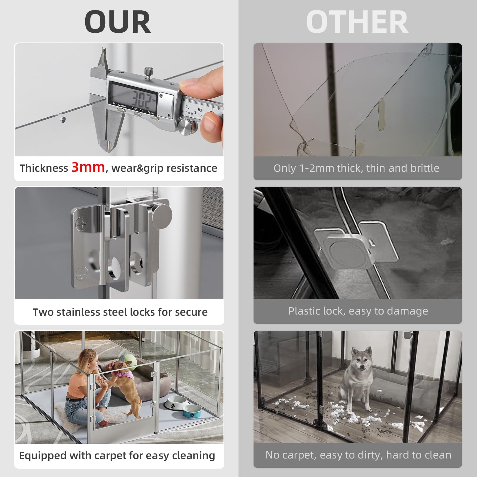 BingoPaw clear-dog-playpen-assembly-connector highlights patent-friendly ease of setup.