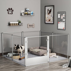 BingoPaw clear-dog-playpen-side-view highlights robust acrylic panels for safe containment.