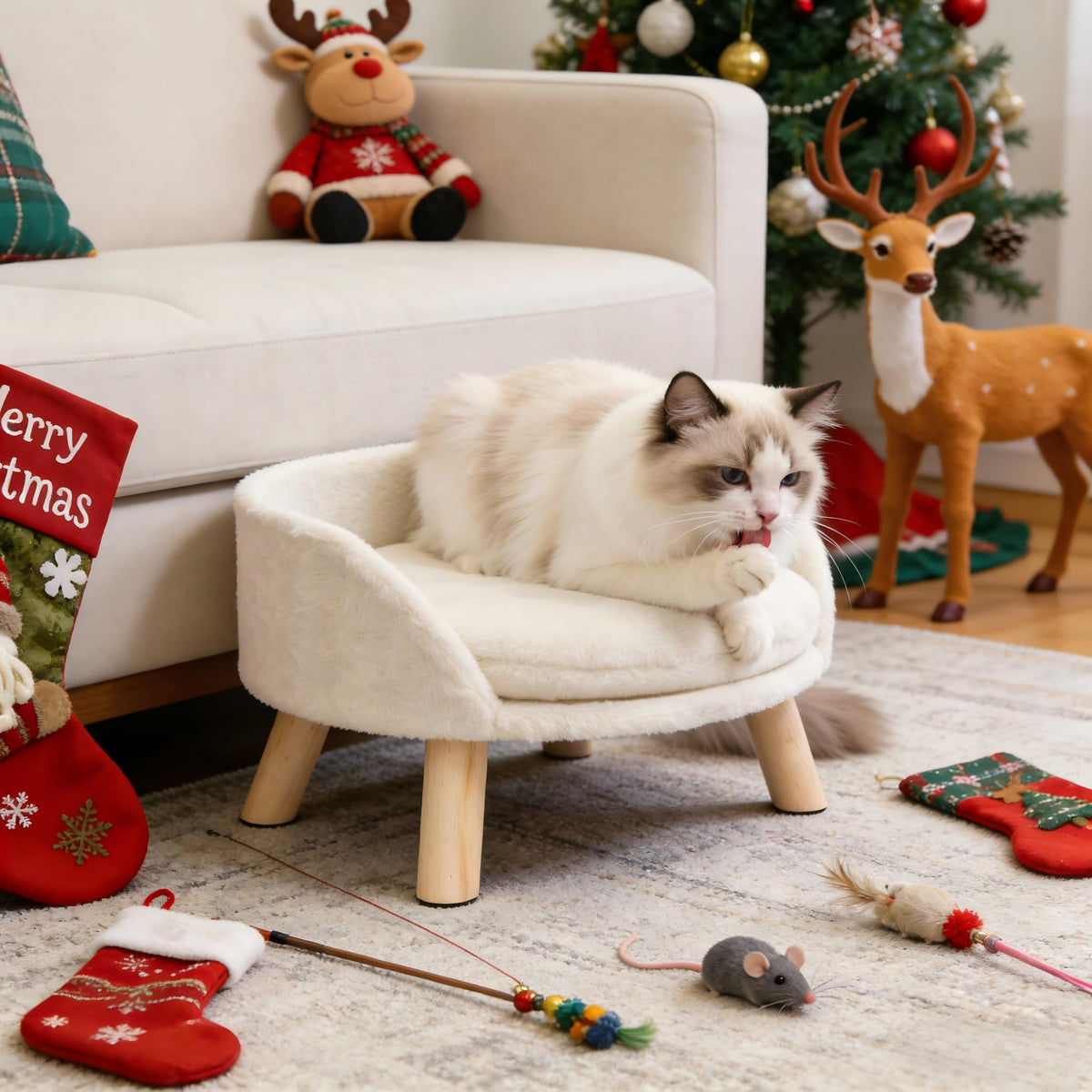 BingoPaw elevated pet bed cushion close-up showing soft, washable surface.