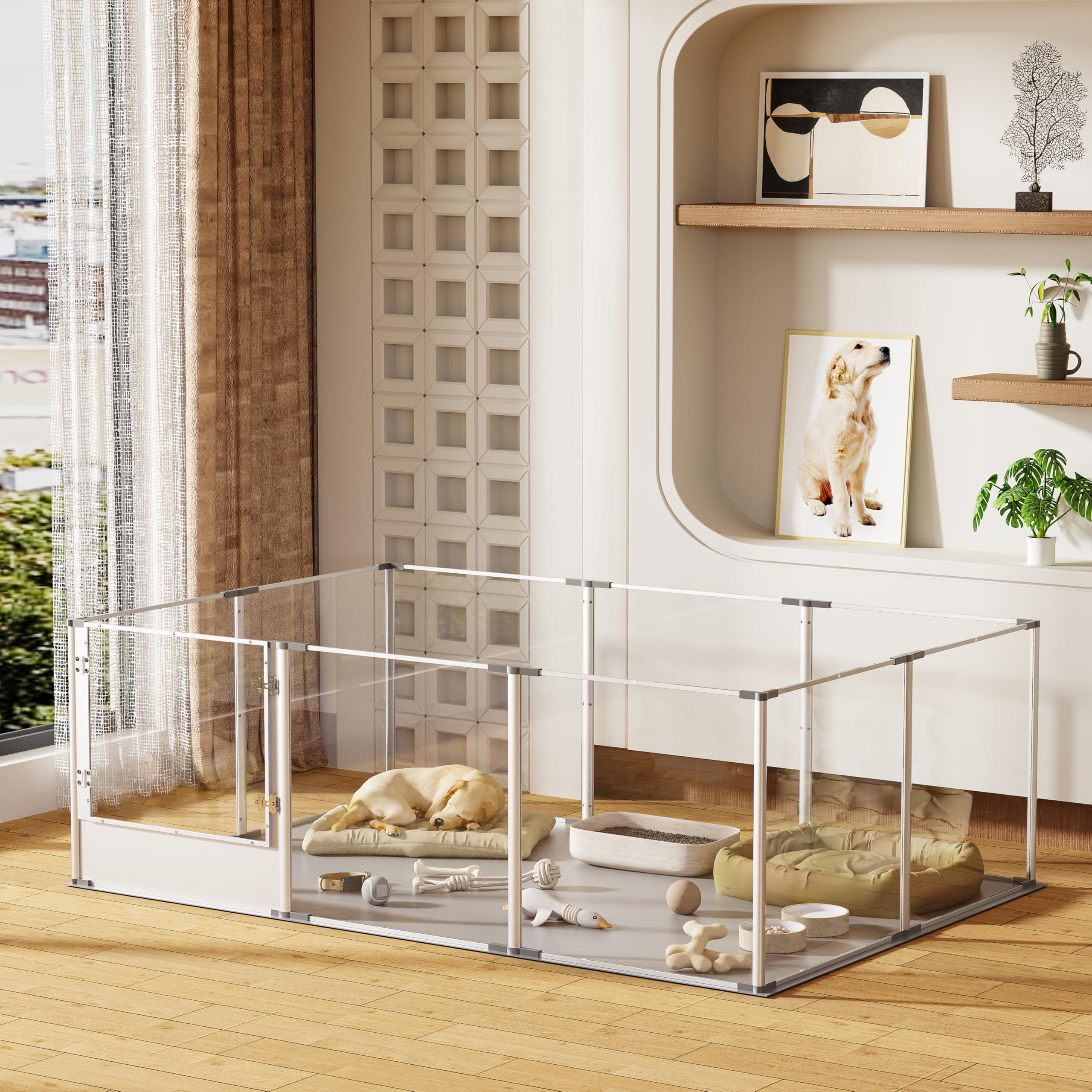 BingoPaw transparent acrylic panels provide 360-degree visibility for calmer pets.