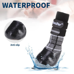 BINGPET anti-slip dog socks on-hardwood-floor demonstrate improved grip during indoor adventures