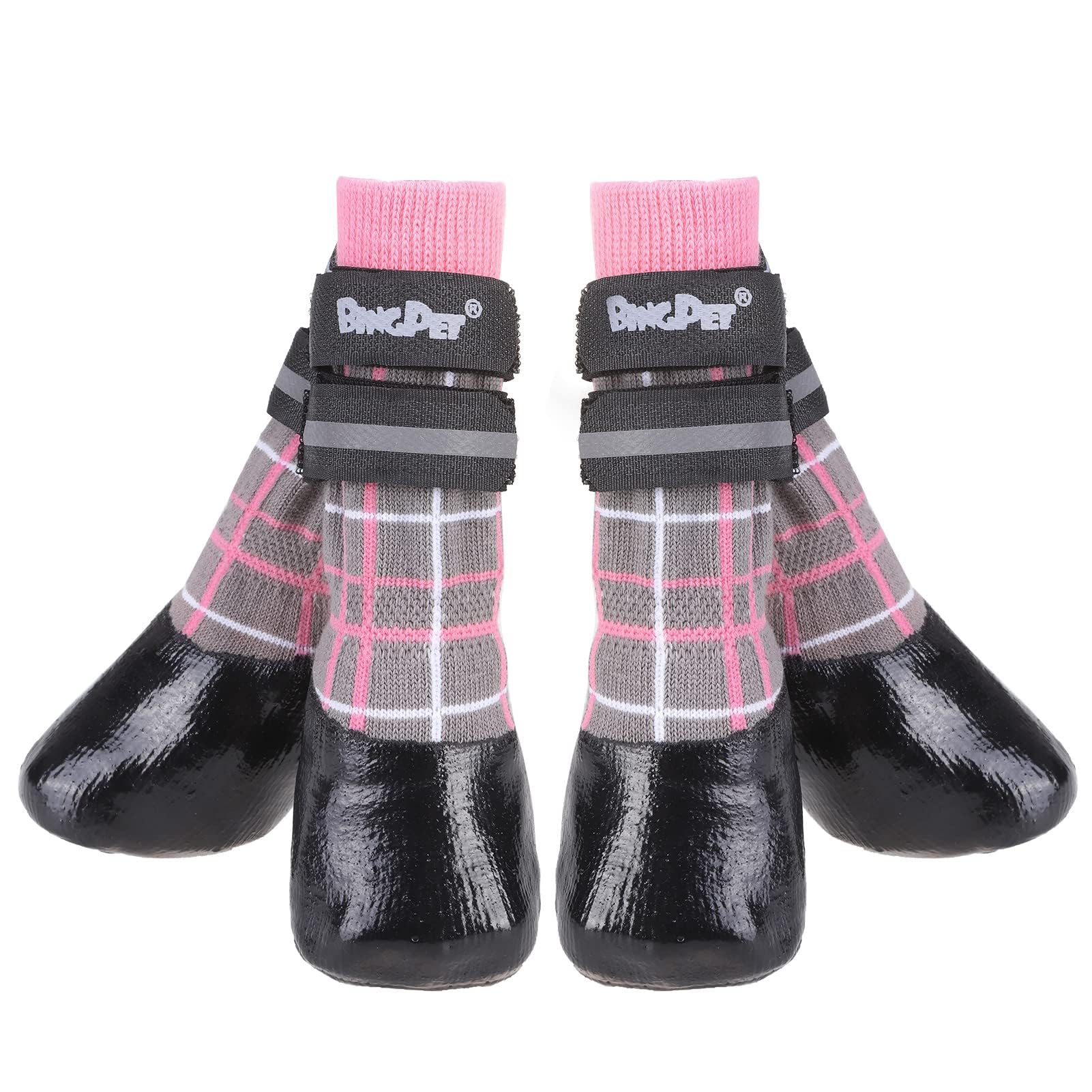 BINGPET anti-slip dog socks with soft rubber bottom for secure hardwood traction.