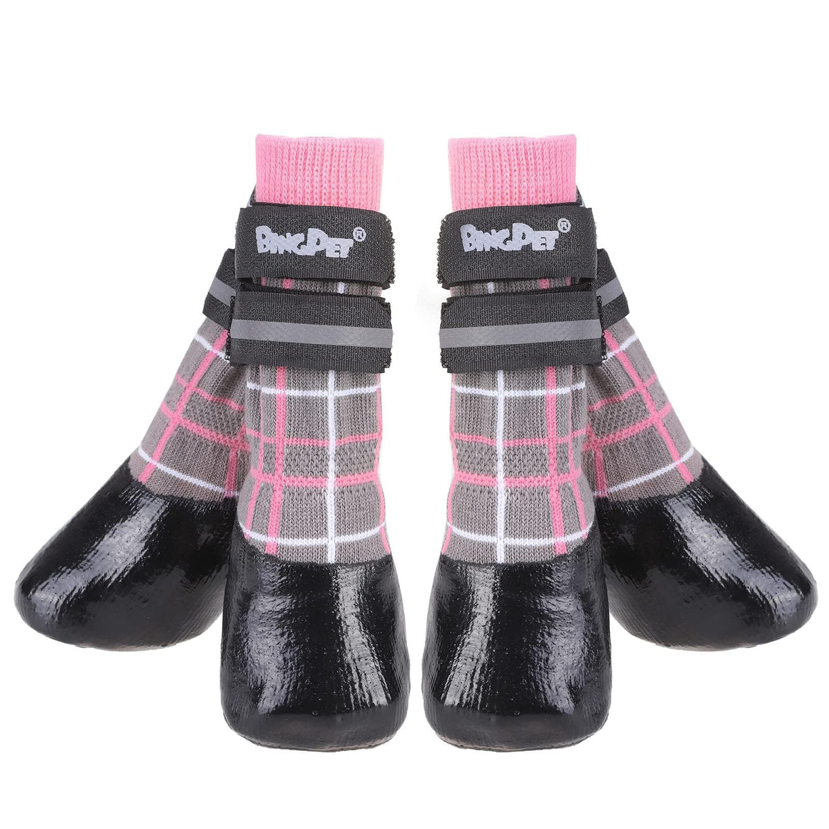 BINGPET anti-slip dog socks with soft rubber bottom for secure hardwood traction.