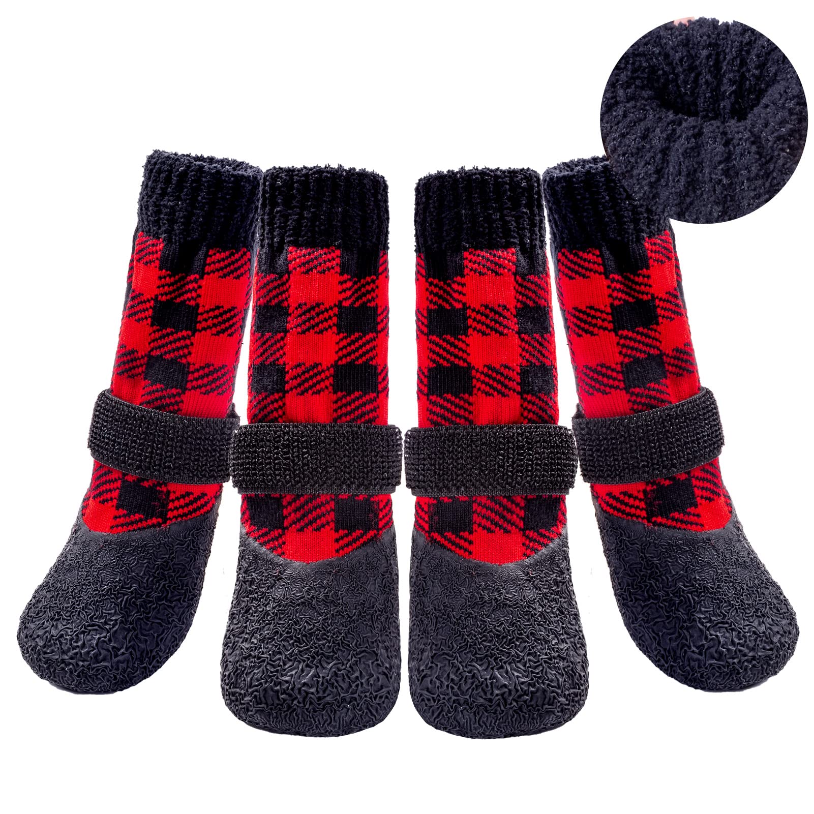 BINGPET anti-slip socks closeup highlights snug fit and warmth for winter walks.