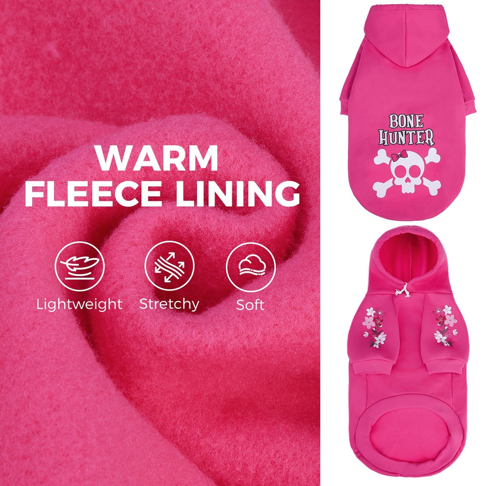 BINGPET Bone Hunter fleece close-up reveals soft, warm interior fabric
