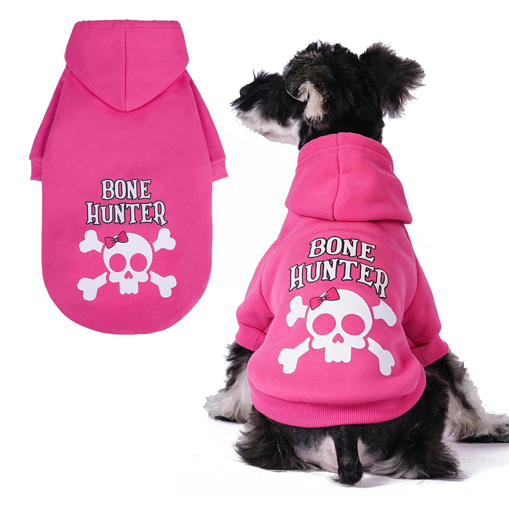 BINGPET Bone Hunter hoodie front view shows warm fleece for chilly walks