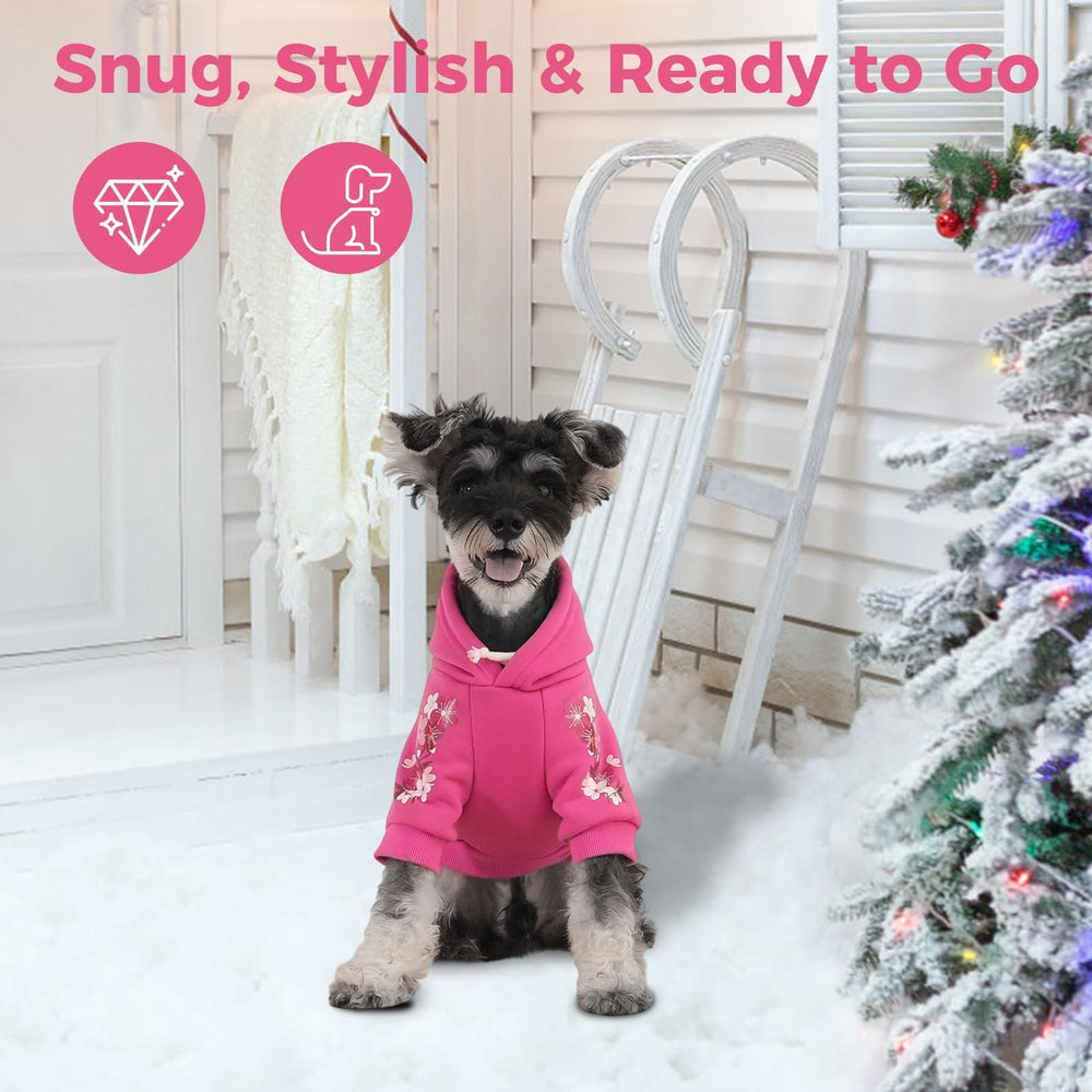BINGPET Bone Hunter hoodie on dog wear demonstrates cozy mobility in cold weather