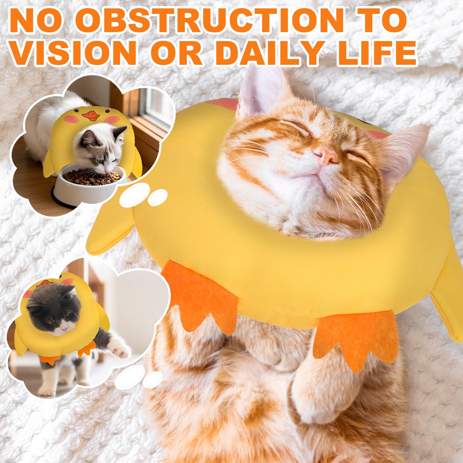BINGPET Cat Cone Collar duck design supports gentle wound protection