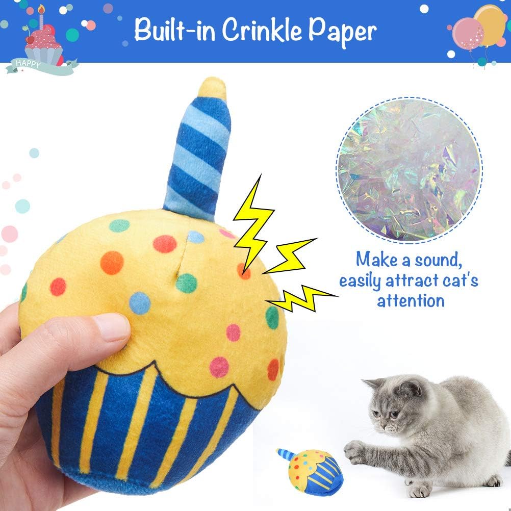BINGPET cat face balloon toy provides visual stimulation and crinkle rewards.