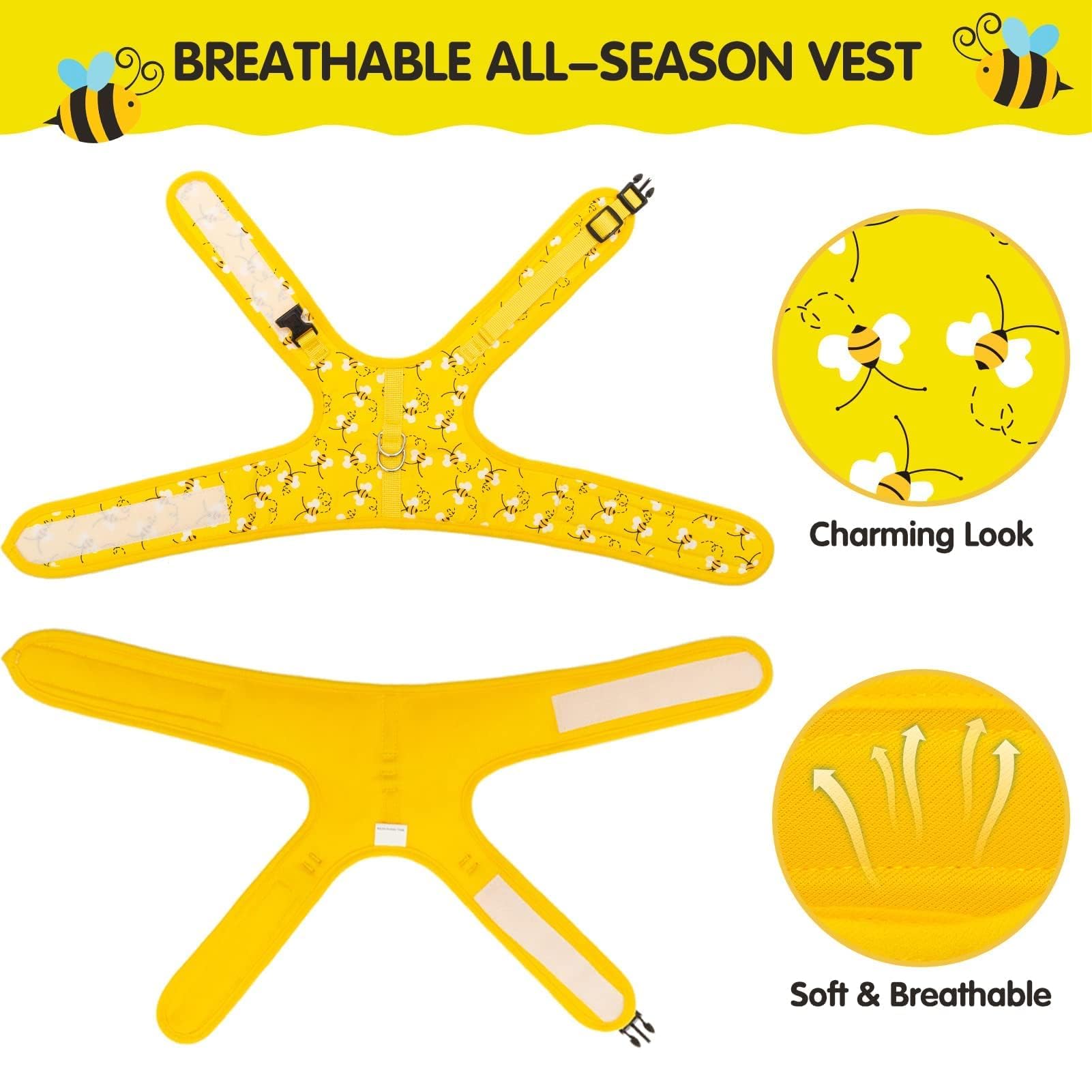 BINGPET cat harness breathable mesh close-up highlighting comfort during wear