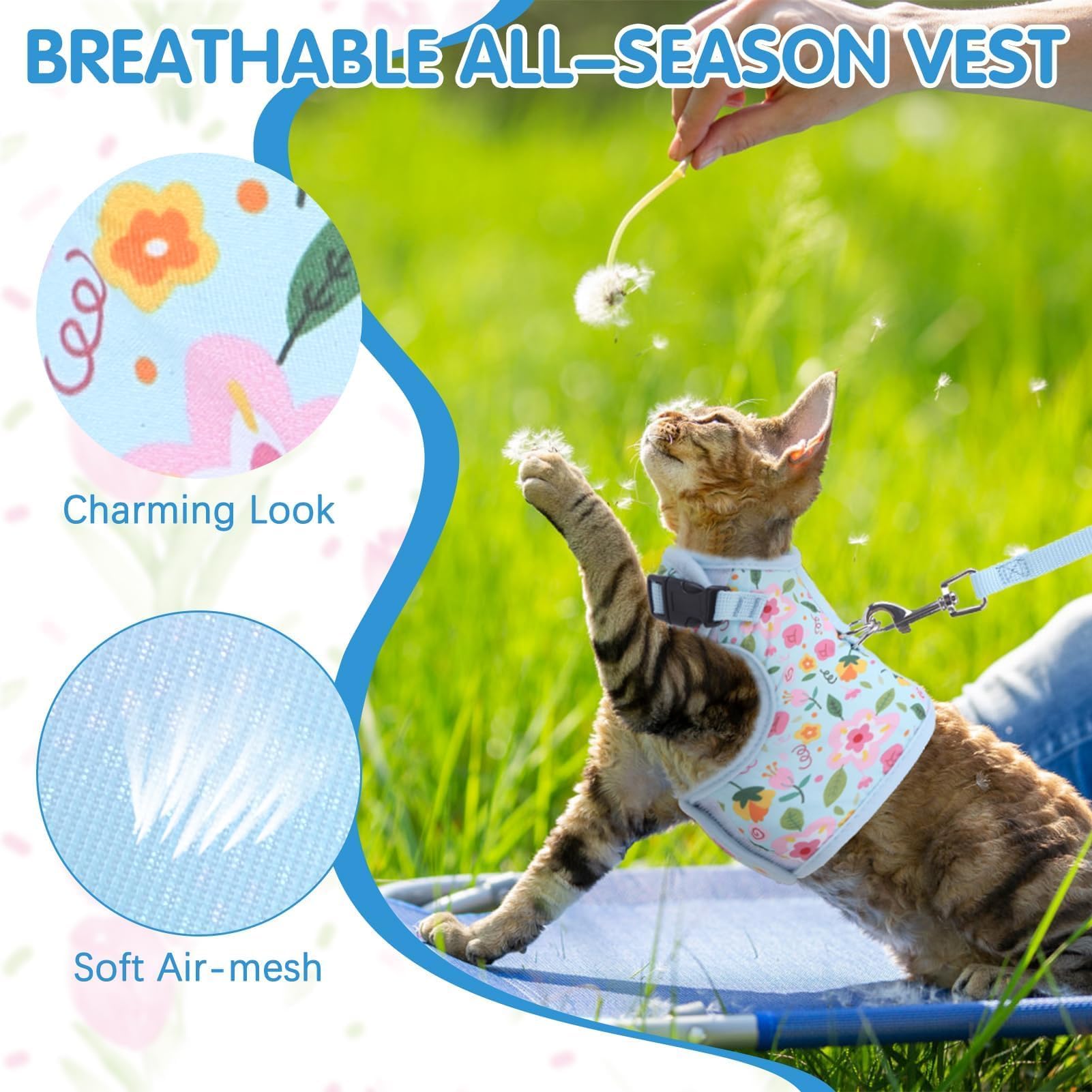 BINGPET cat-leash-360-swivel provides smooth, tangle-free walks.