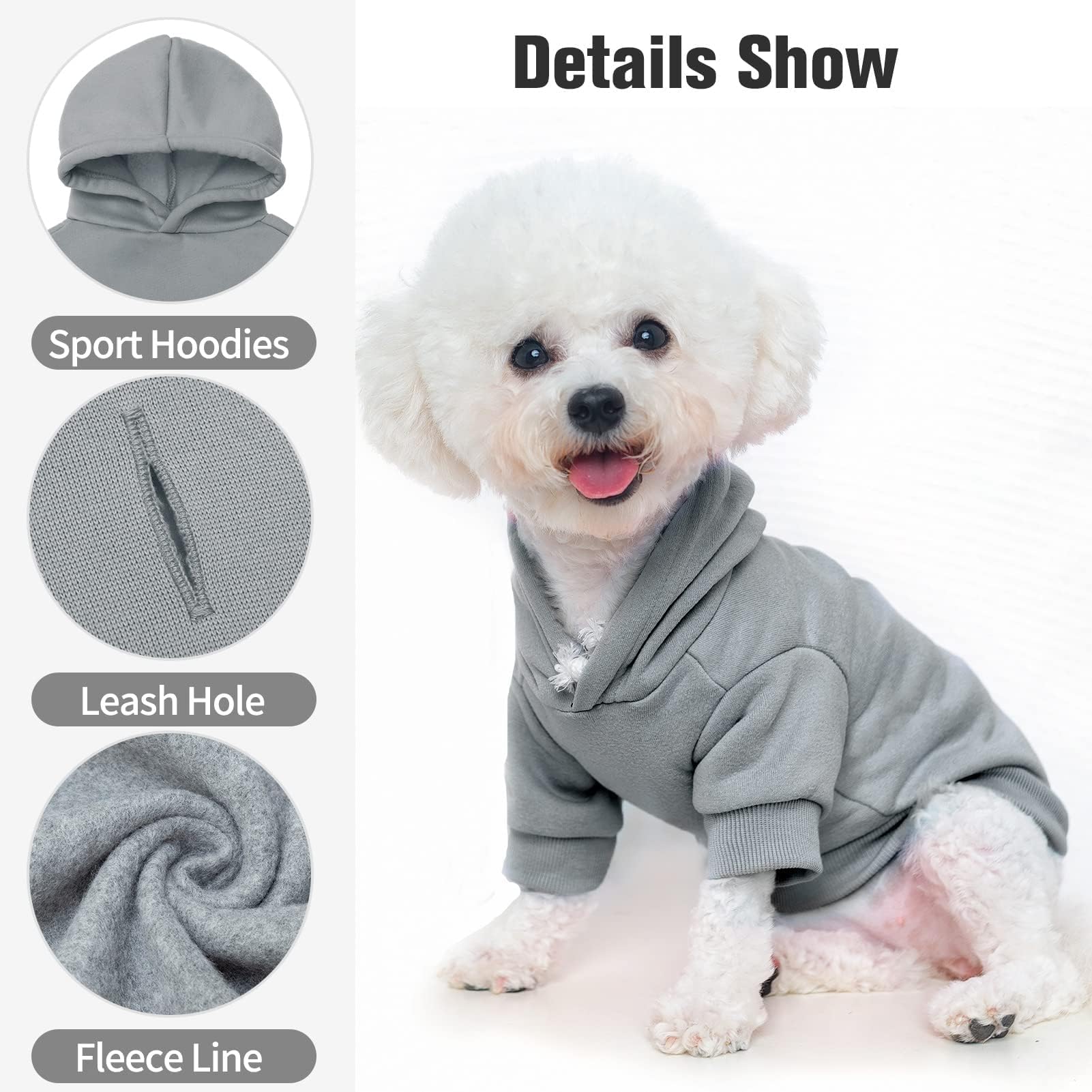 BINGPET dog hoodie fleece lining closeup shows soft warmth.
