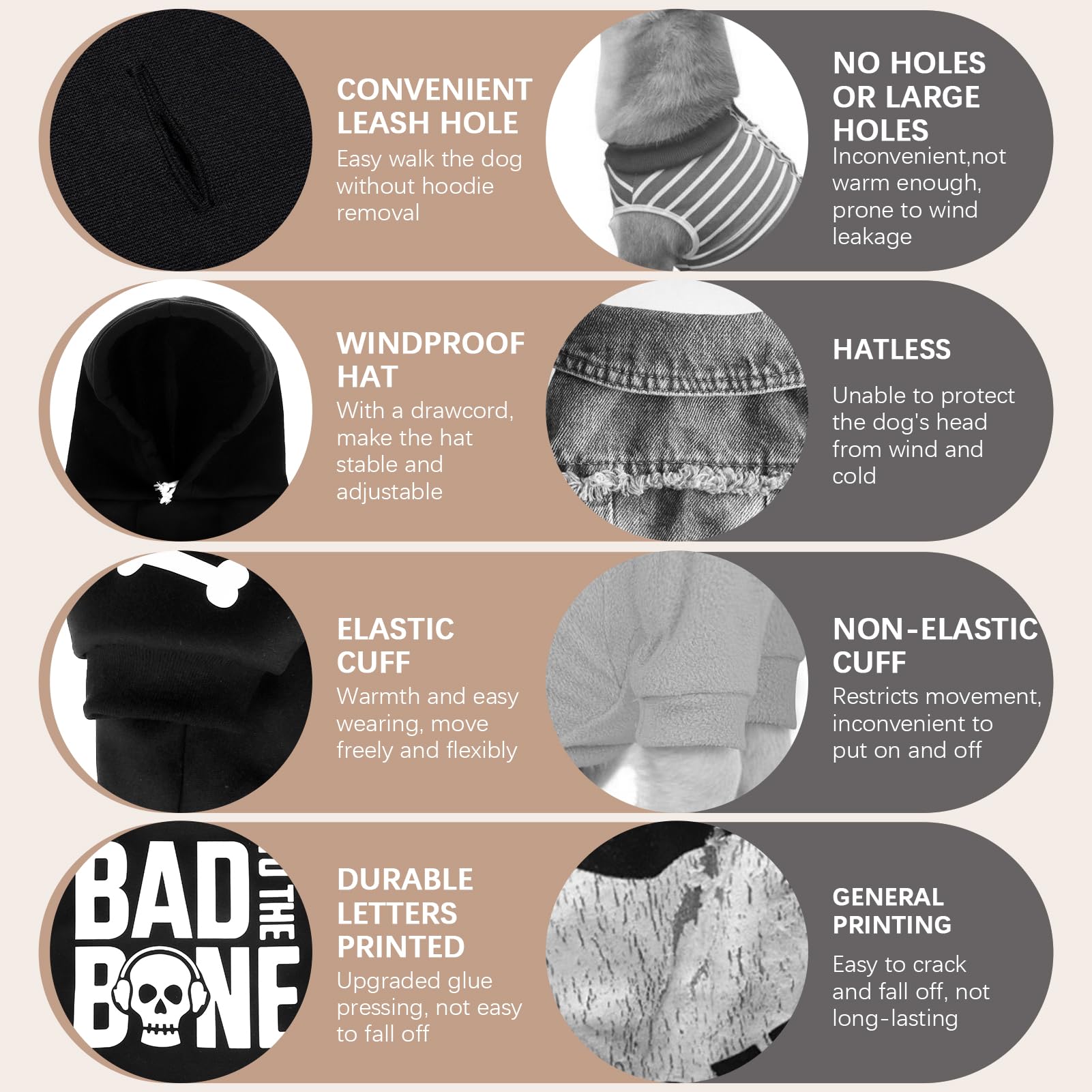 BINGPET dog jacket highlights the rear leash hole for secure routing.
