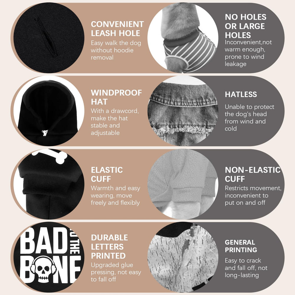 BINGPET dog jacket highlights the rear leash hole for secure routing.