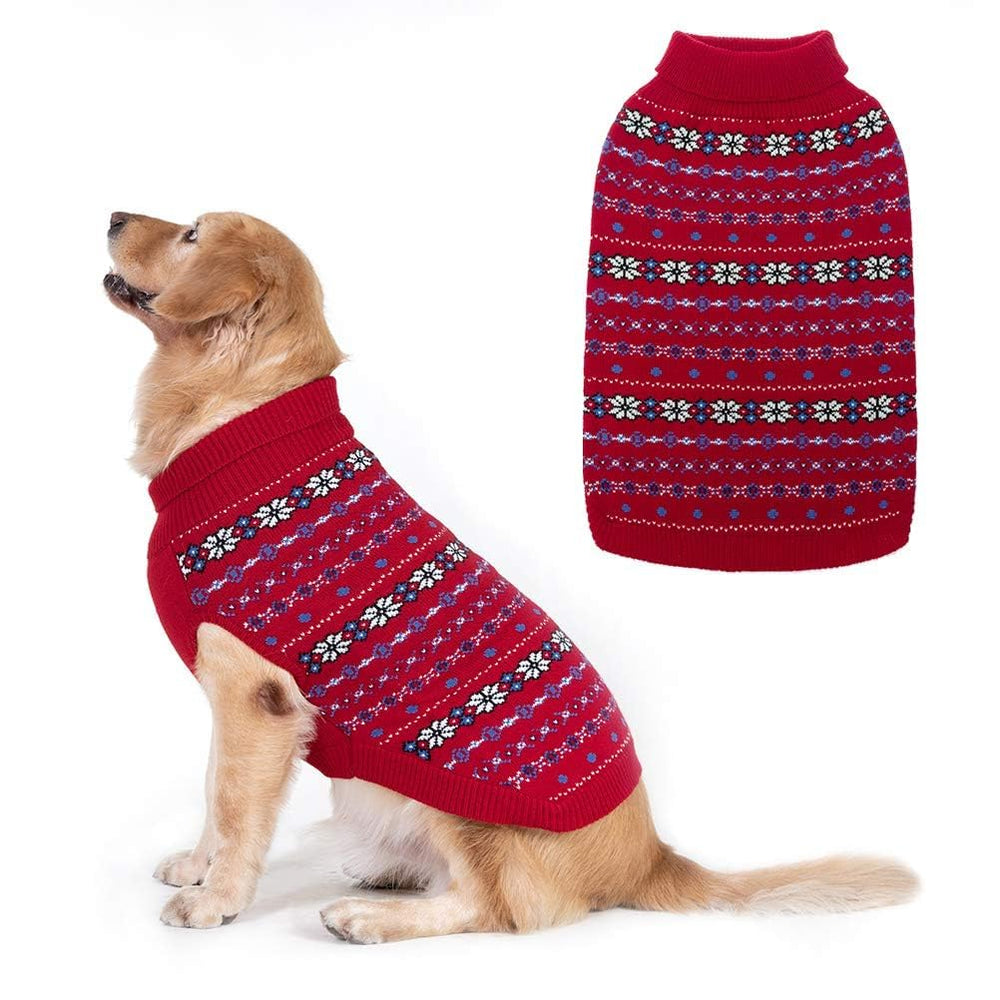 BINGPET dog sweater snowflake pattern close-up for cozy holiday wear