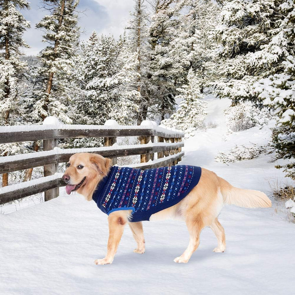 BINGPET navy snowflake pattern adds festive style while keeping your dog warm