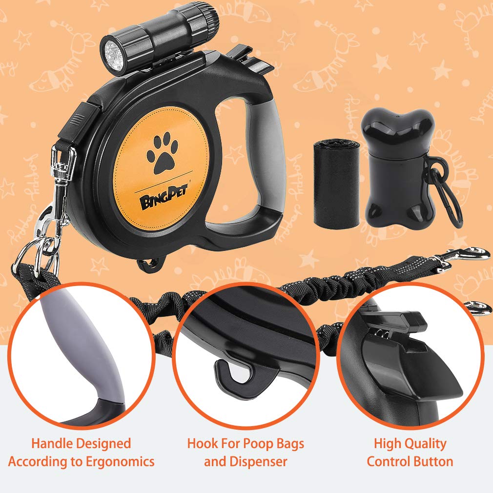 BINGPET 360-degree swivel design prevents tangles for smoother retractions