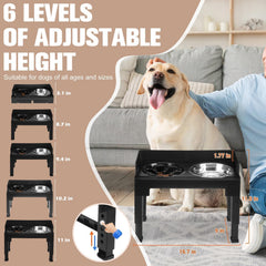 BINGPET elevated bowls height settings highlight six levels for the right posture at mealtime