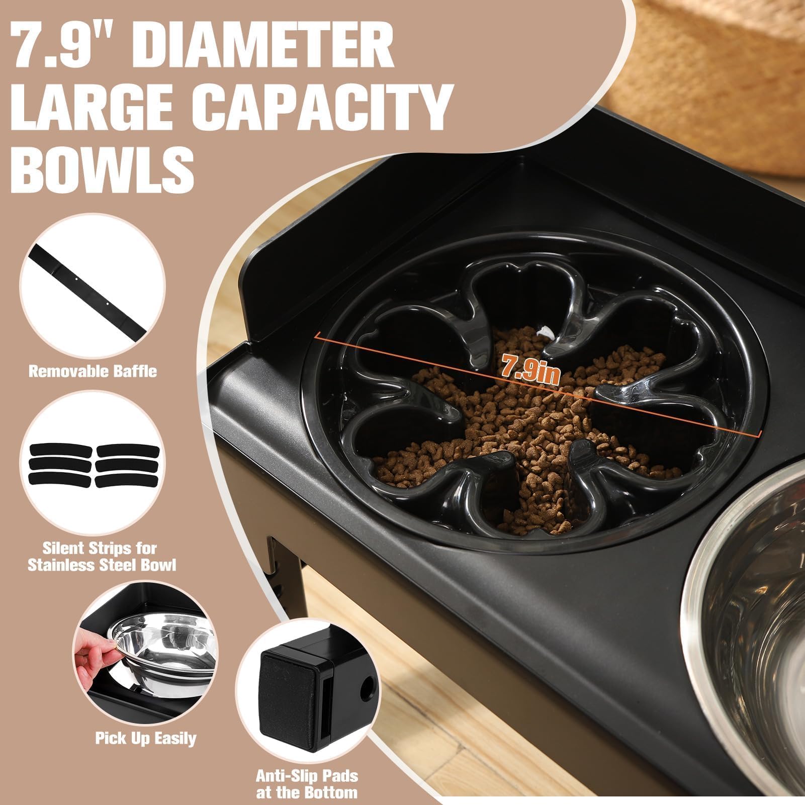 BINGPET elevated bowls tiltable design showcases customizable tilt for comfortable neck alignment