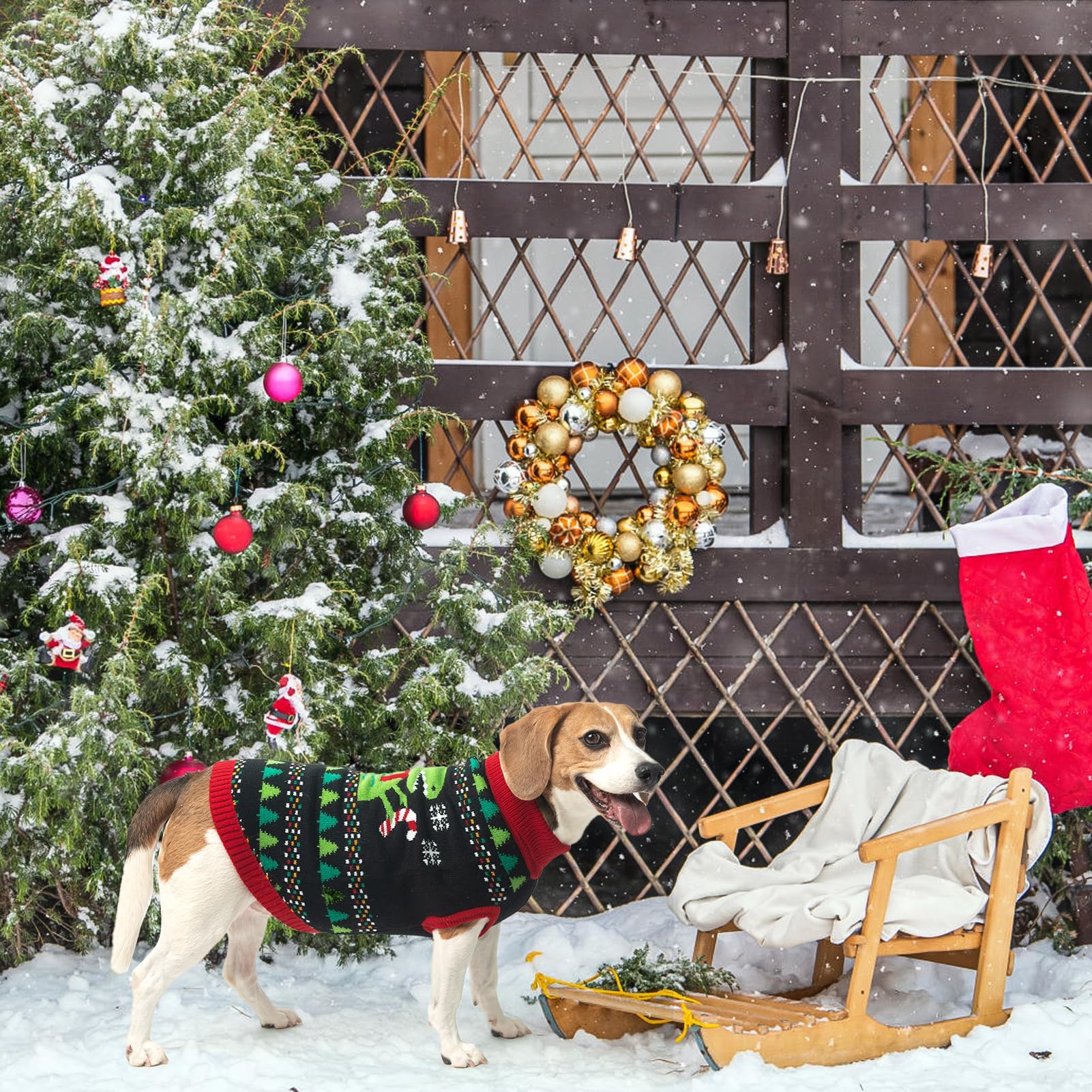 BINGPET Knit Puppy Sweater showcases dog fashion for holiday photos