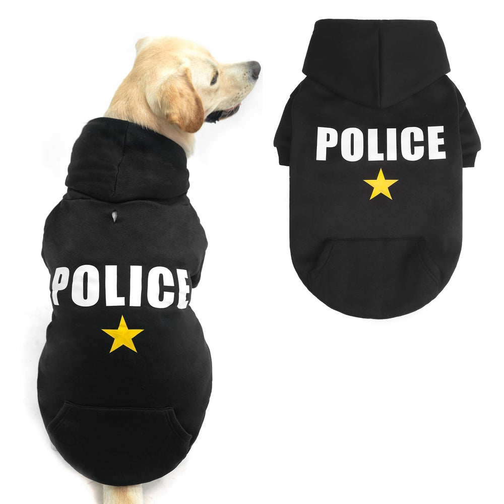 BINGPET Police Dog Hoodie front view highlighting pullover design and warmth