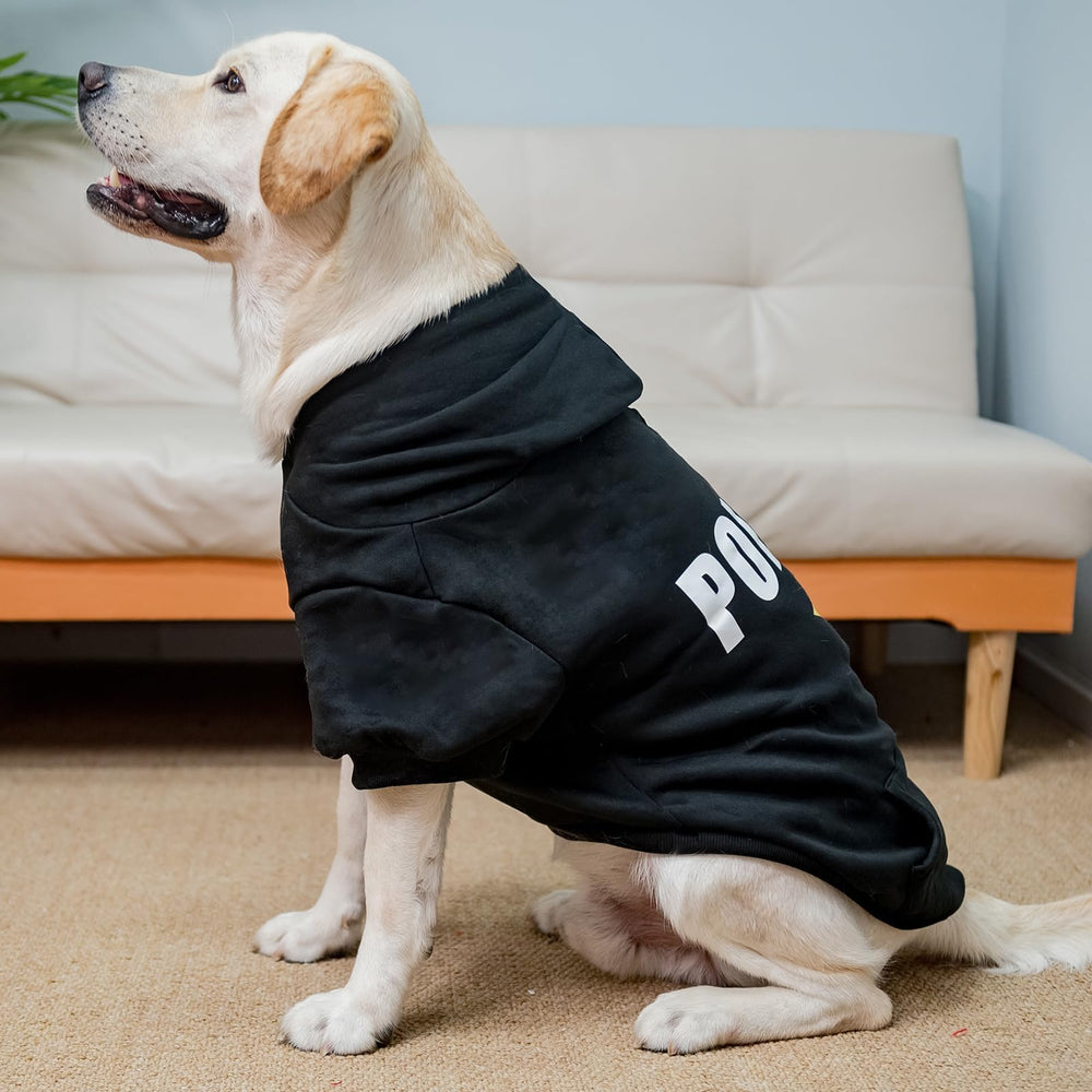 BINGPET Police Dog Hoodie warm fleece lining helps pets stay comfortable in winter