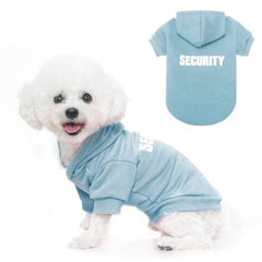 BINGPET Security Dog Hoodie back view showing durable print and warm fleece benefits