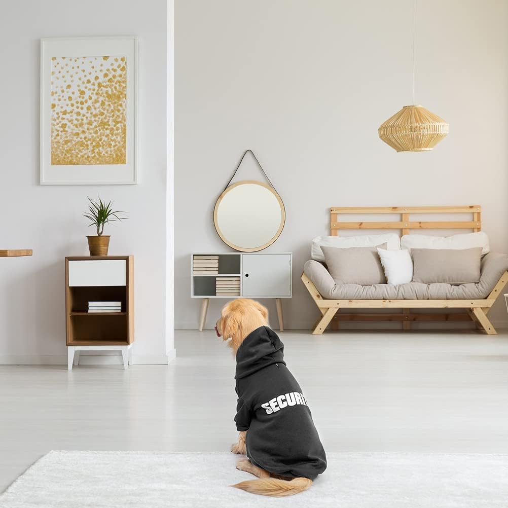 BINGPET security dog hoodie displayed in a cozy home setting