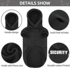 Bingpet security dog hoodie worn for quick, easy pullover dressing in chilly outings