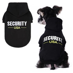 BINGPET Security USA dog sweater back view shows warm fleece for cold walks