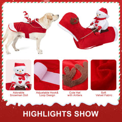 BINGPET Snowman costume back view features saddle design for quick wear
