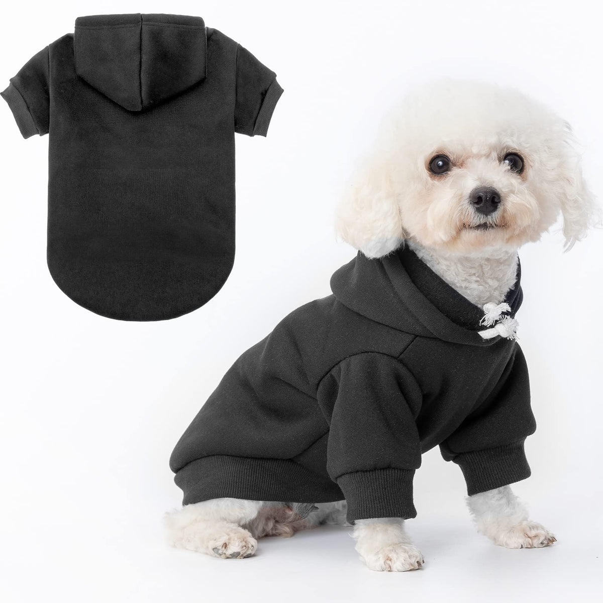 BINGPET sudadera para perro con capucha y forro de felpa cálido.